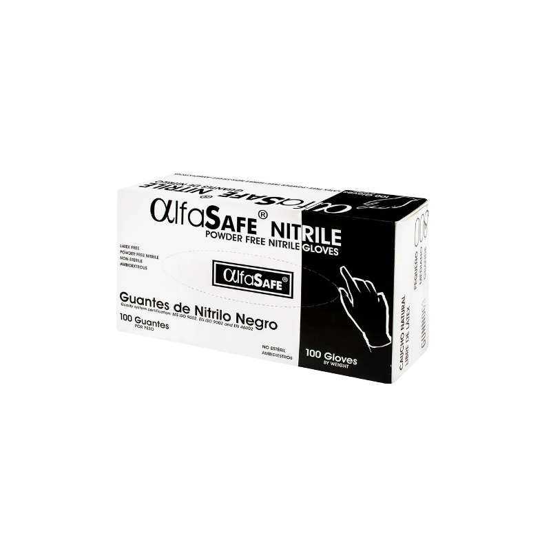 GUANTES DE NITRILO ALFA SAFE  Talla  S, M, L Caja X 100 Und