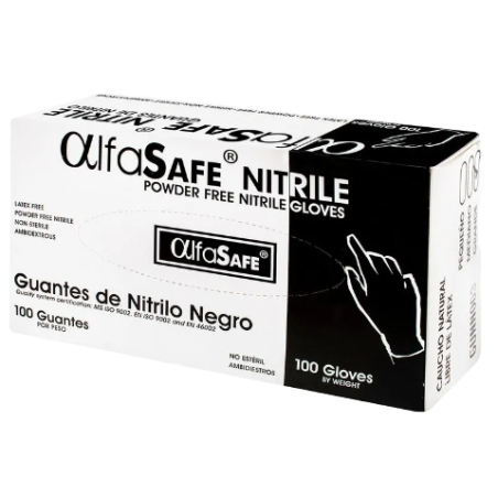 GUANTES DE NITRILO ALFA SAFE  Talla  S, M, L Caja X 100 Und