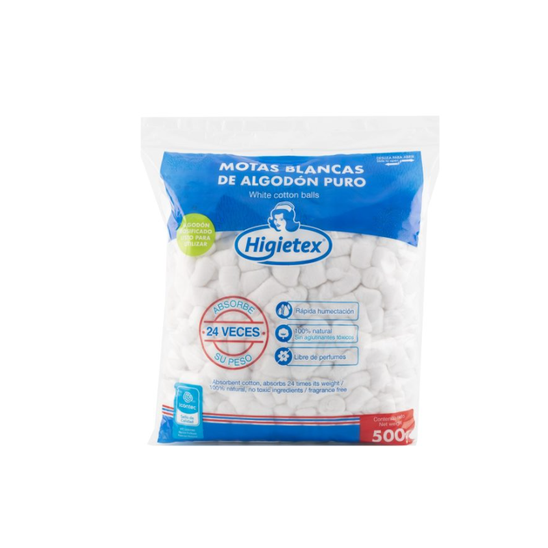 MOTAS DE ALGODON x 500g -  HIGIETEX