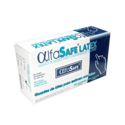 GUANTE LÁTEX EXAMEN CON TALCO ALFASAFE  XS S M L x 100 UND