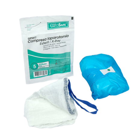 COMPRESA LAPARATOMÍA ESTÉRIL ALFASAFE PAQUETE X 5